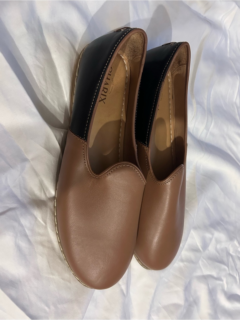 Charix Camel Black Leather Comfort Minimalist Loafer Slip On Womens Shoe 45 US13 - Picture 4 of 6